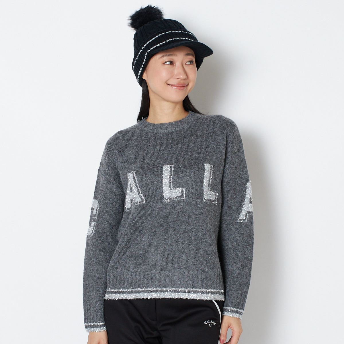 【OUTLET】【キャロウェイ】ロゴクルーネックニット