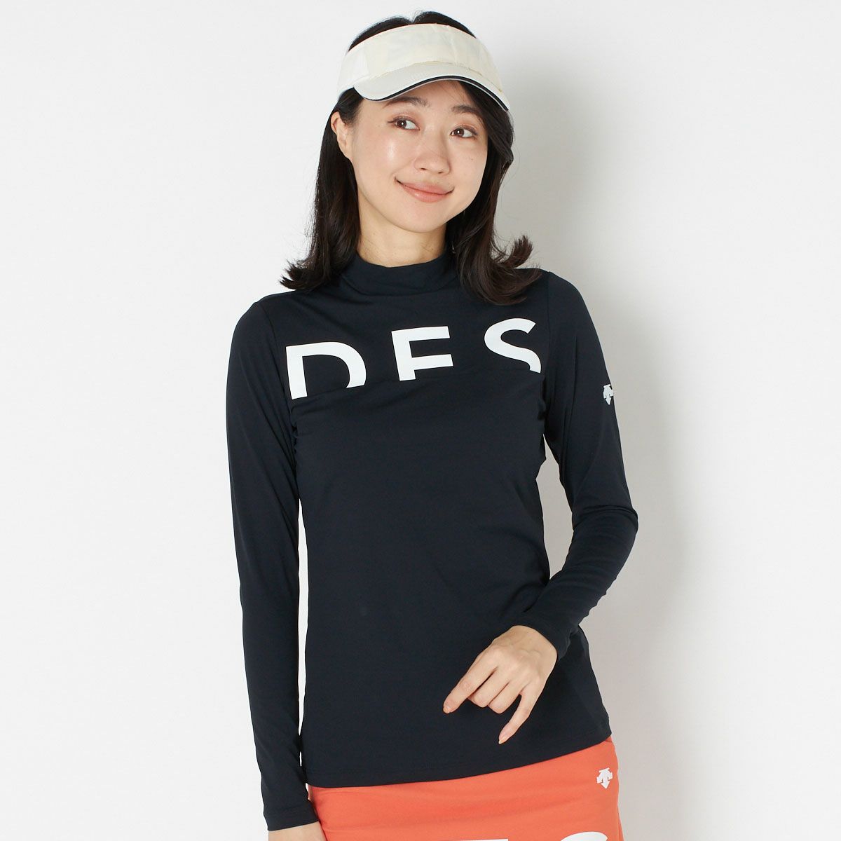 【OUTLET】【DESCENTE GOLF】ソフトストレッチブラカップ付きロゴプリントシャツ