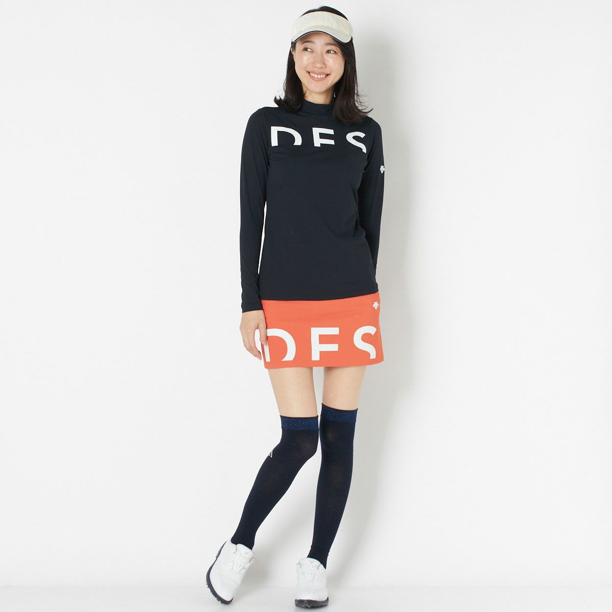 【OUTLET】【DESCENTE GOLF】ソフトストレッチブラカップ付きロゴプリントシャツ