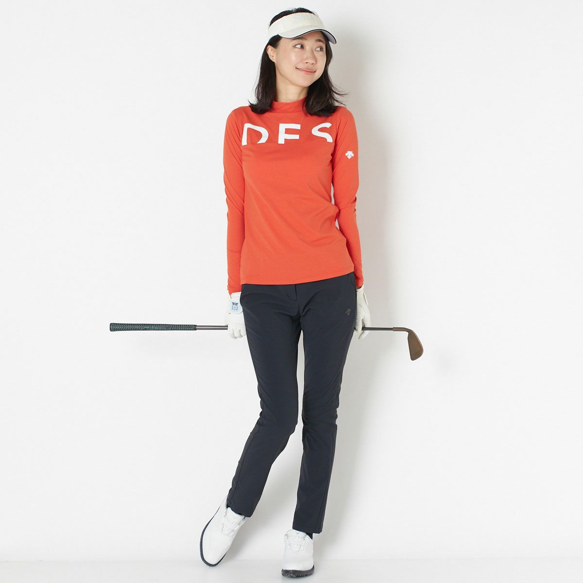 【OUTLET】【DESCENTE GOLF】ソフトストレッチブラカップ付きロゴプリントシャツ