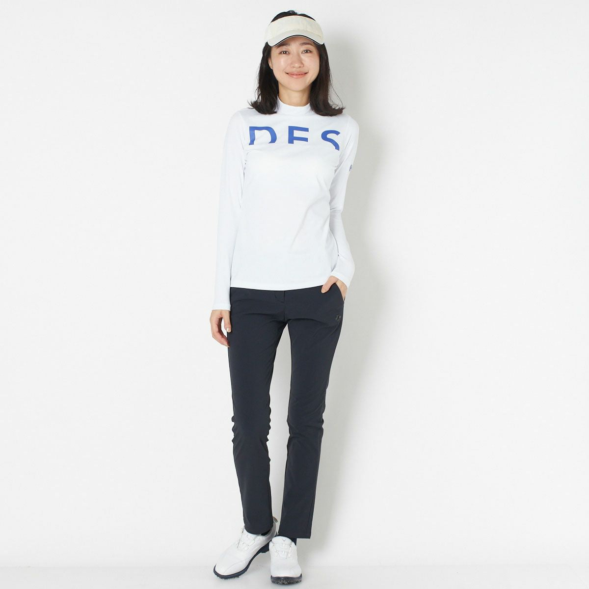 【OUTLET】【DESCENTE GOLF】ソフトストレッチブラカップ付きロゴプリントシャツ