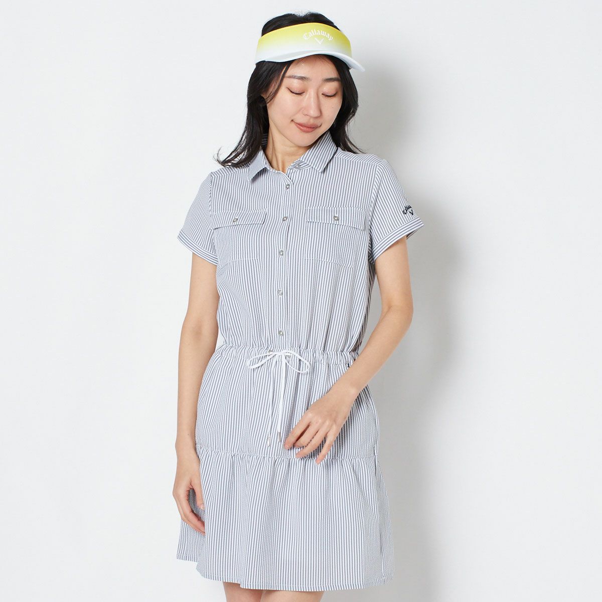 【OUTLET】【キャロウェイ】8WAYストレッチストライプワンピース