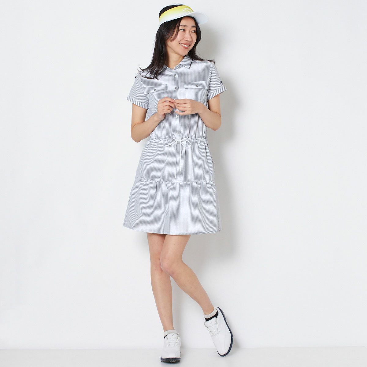 【OUTLET】【キャロウェイ】8WAYストレッチストライプワンピース