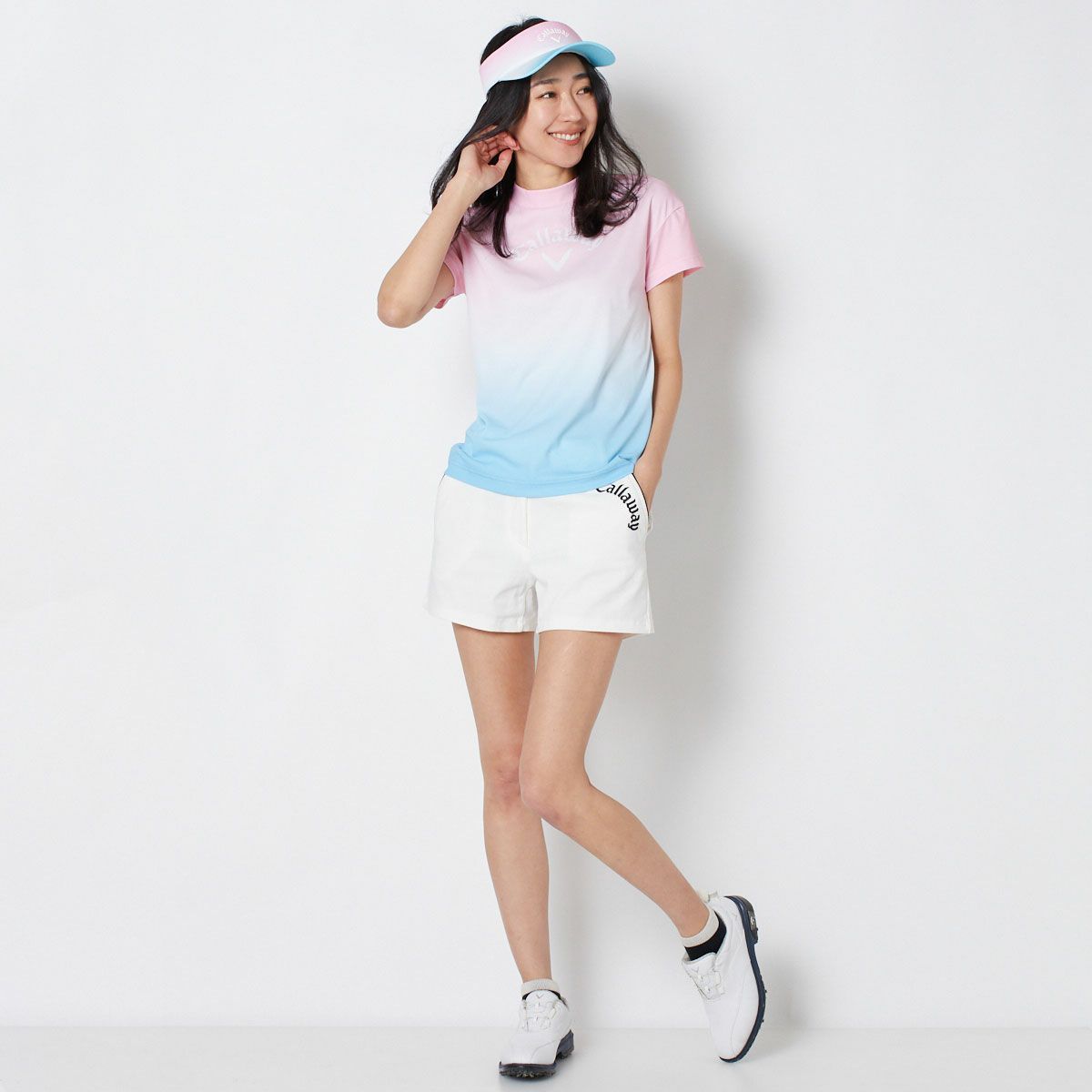 【OUTLET】【キャロウェイ】裏クールアイレットカノコモックネックシャツ