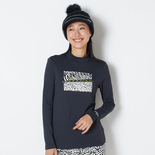 【OUTLET】【キャロウェイ】裏起毛ダブルニット長袖モックネックシャツ