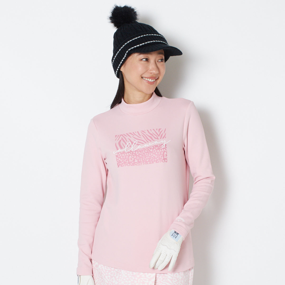 【OUTLET】【キャロウェイ】裏起毛ダブルニット長袖モックネックシャツ