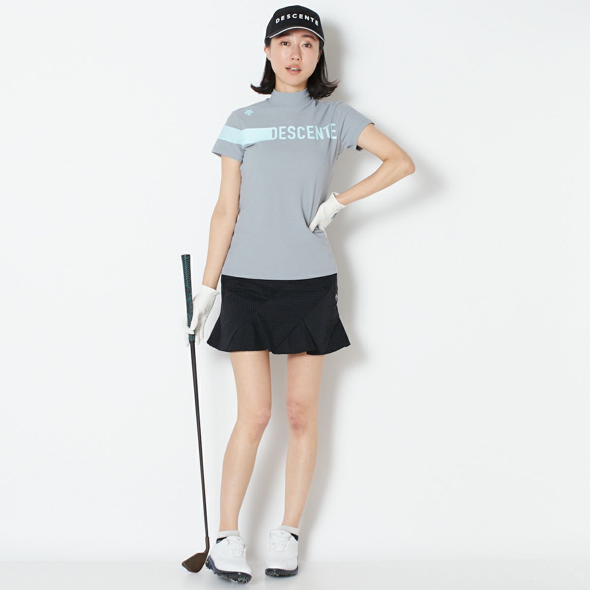 【OUTLET】【DESCENTE GOLF】リサイクルソロテックス鹿の子モックネックシャツ