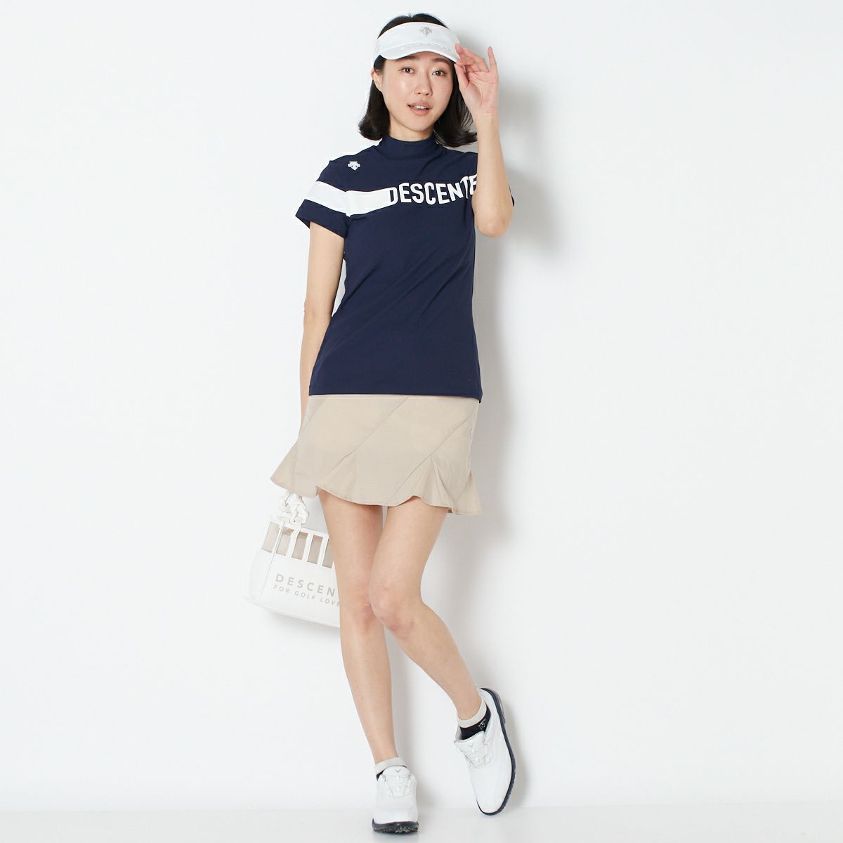 【OUTLET】【DESCENTE GOLF】リサイクルソロテックス鹿の子モックネックシャツ