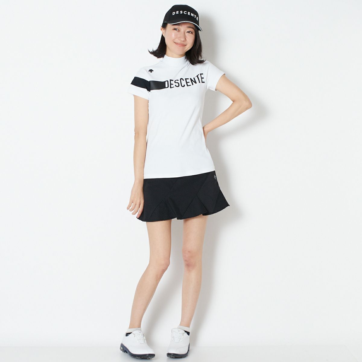 【OUTLET】【DESCENTE GOLF】リサイクルソロテックス鹿の子モックネックシャツ