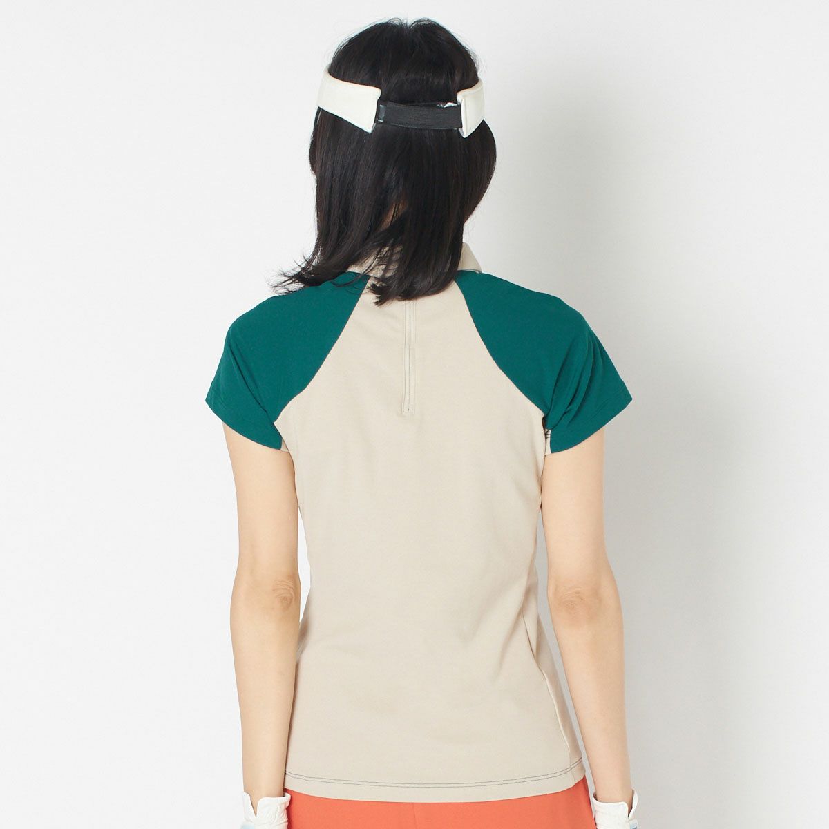 【OUTLET】【DESCENTE GOLF】リサイクル鹿の子ロゴプリント切り替えシャツ
