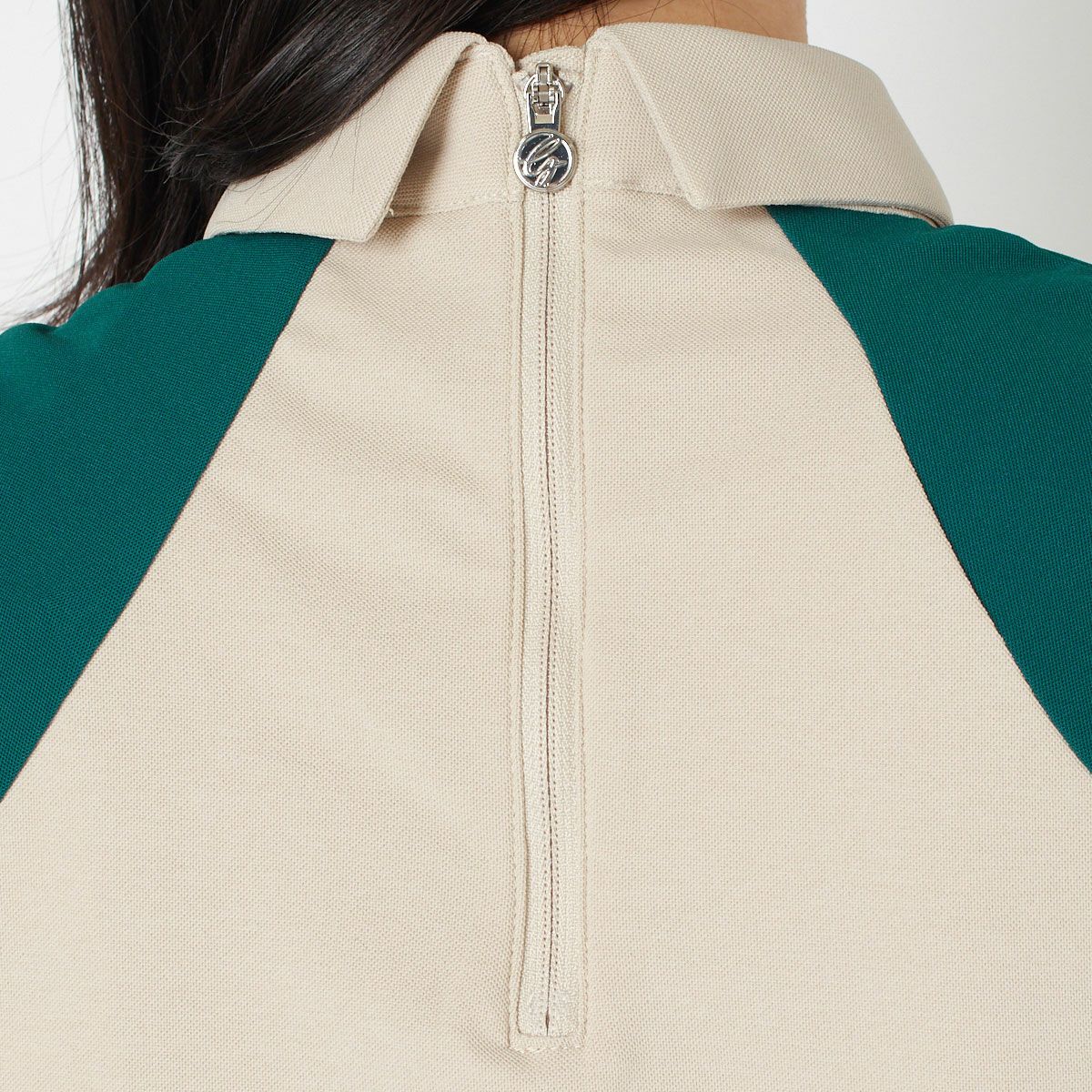 【OUTLET】【DESCENTE GOLF】リサイクル鹿の子ロゴプリント切り替えシャツ