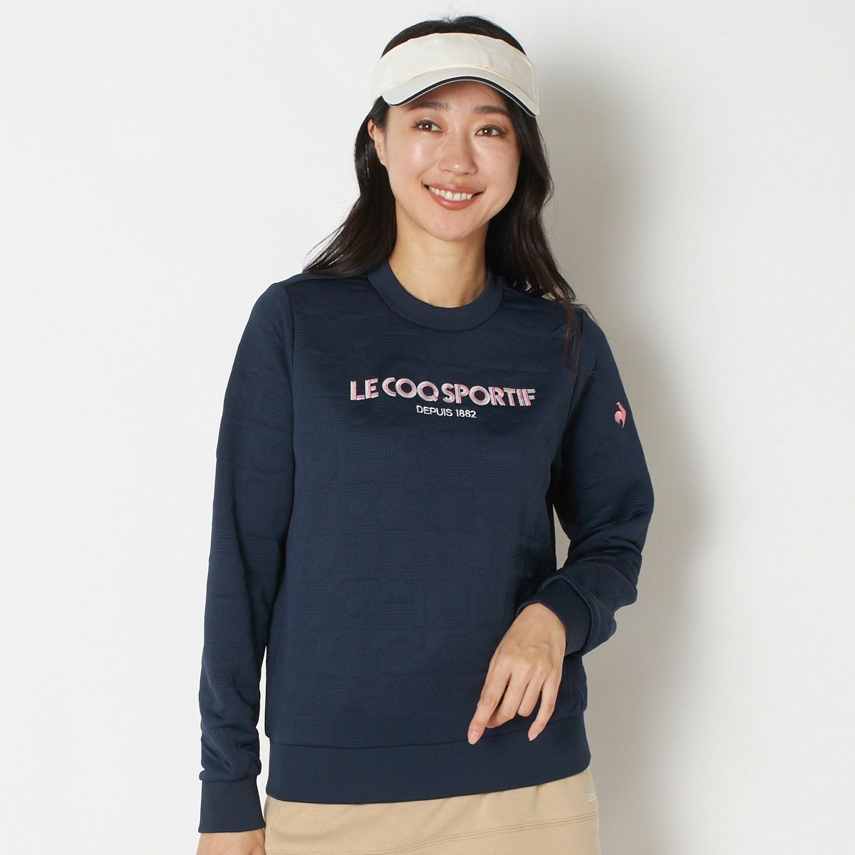 【OUTLET】【le coq GOLF】【2023秋冬】キルティングロゴプルオーバー