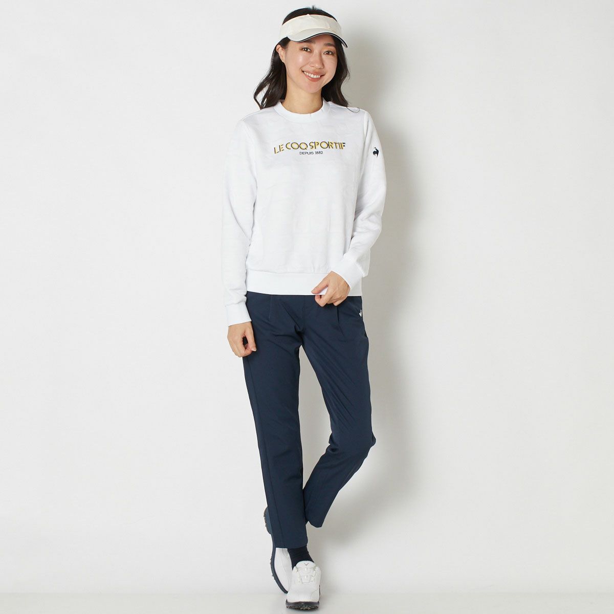【OUTLET】【le coq GOLF】【2023秋冬】キルティングロゴプルオーバー
